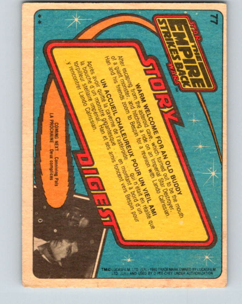 1980 OPC The Empire Strikes Back #77 Warm Welcome for an Old Buddy   V42979