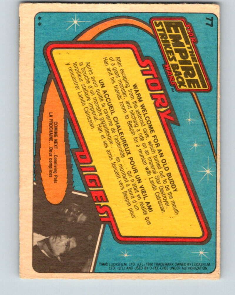 1980 OPC The Empire Strikes Back #77 Warm Welcome for an Old Buddy   V42981
