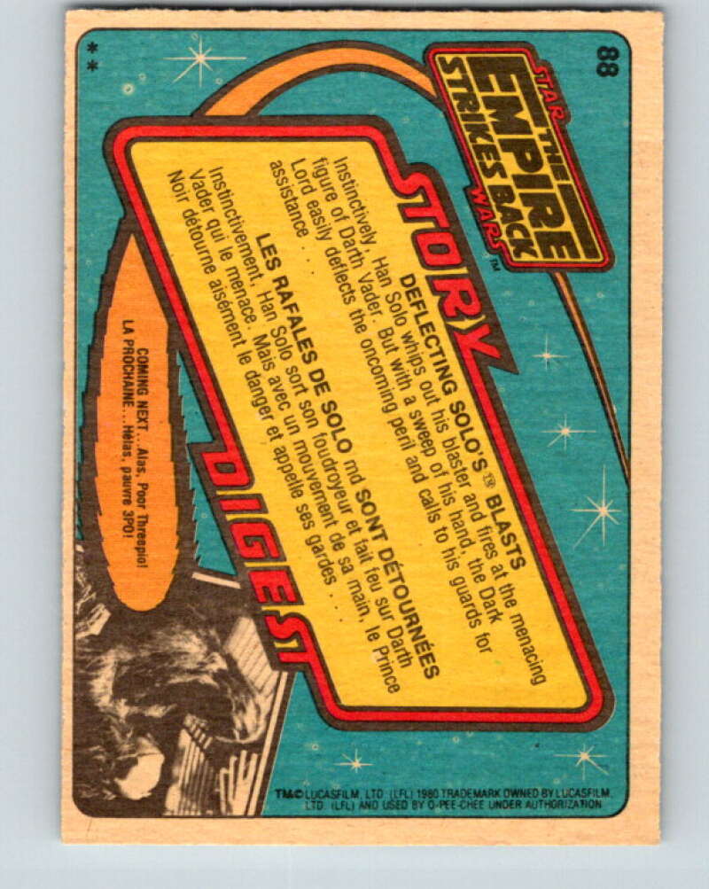 1980 OPC The Empire Strikes Back #88 Deflecting Solo's Blasts   V43015