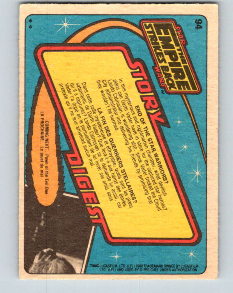1980 OPC The Empire Strikes Back #94 End of the Star Warriors?   V43031