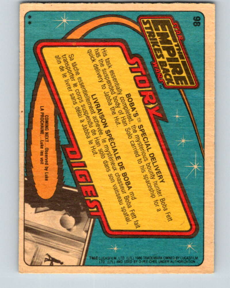 1980 OPC The Empire Strikes Back #98 Boba's Special Delivery   V43042