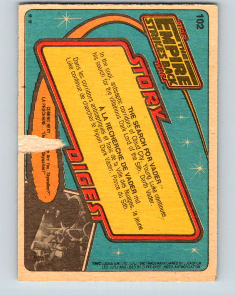 1980 OPC The Empire Strikes Back #102 The Search for Vader   V43059