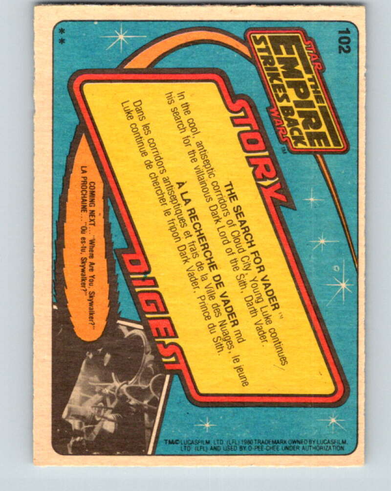 1980 OPC The Empire Strikes Back #102 The Search for Vader   V43060