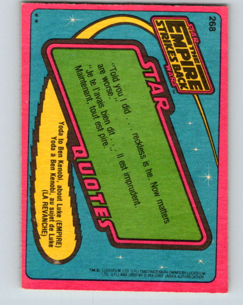 1980 OPC The Empire Strikes Back #268 Luke Skywalker   V43166