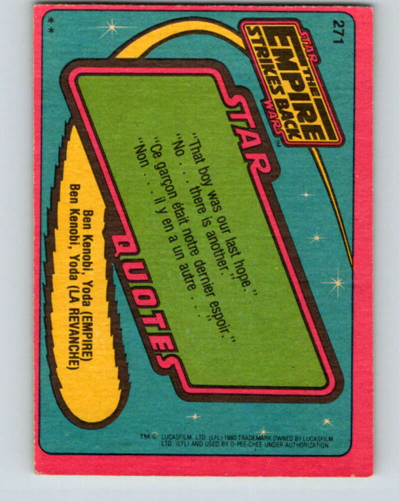 1980 OPC The Empire Strikes Back #271 Darth Vader   V43174