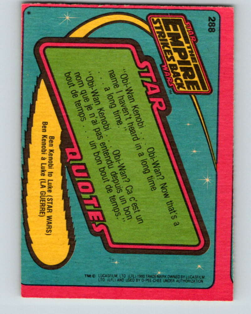 1980 OPC The Empire Strikes Back #288 Testing Carbon-Freezing Process   V43197