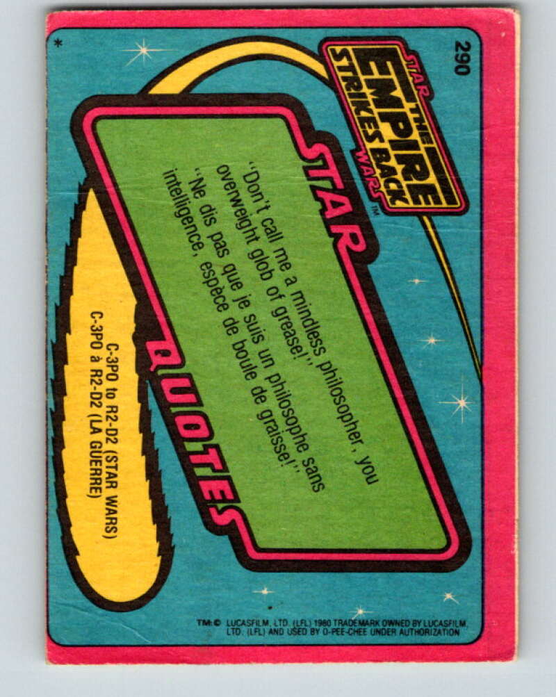 1980 OPC The Empire Strikes Back #290 Dodging Deadly Lasterblasts!   V43199