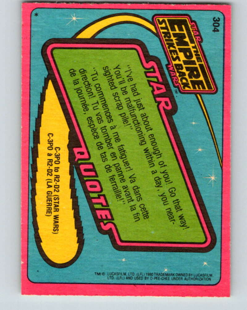 1980 OPC The Empire Strikes Back #304 Luke's Desperate Decision   V43220