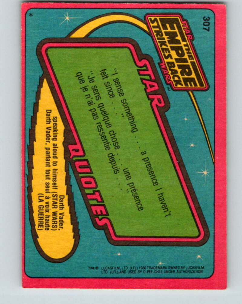 1980 OPC The Empire Strikes Back #307 Portrait of an Ugnaught   V43223