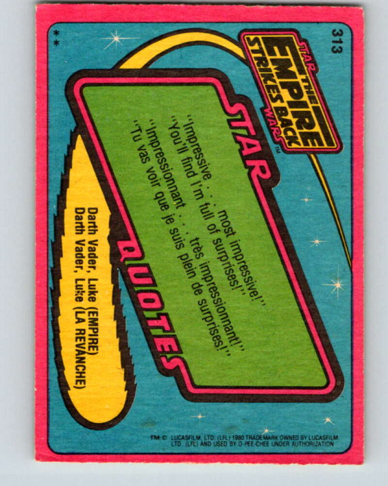 1980 OPC The Empire Strikes Back #313 In the Path of Danger!   V43229