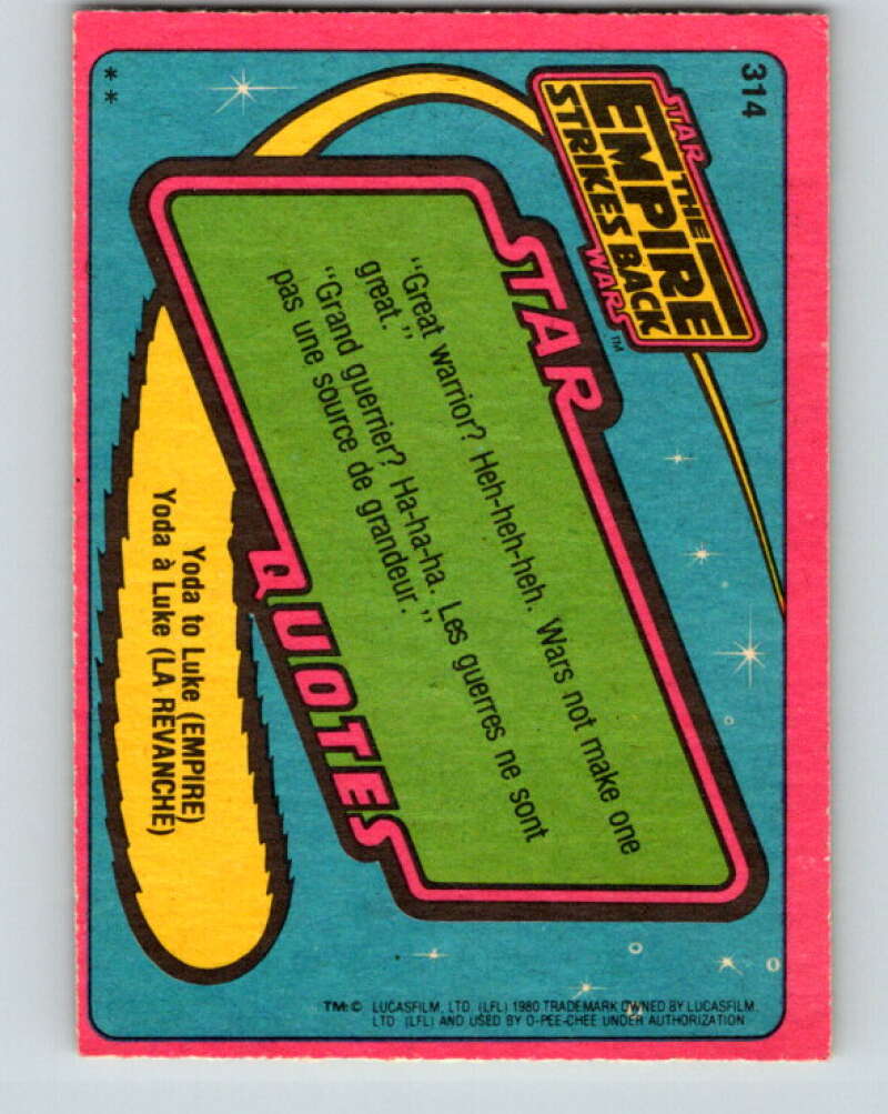 1980 OPC The Empire Strikes Back #314 The X-Wing Cockpit   V43230