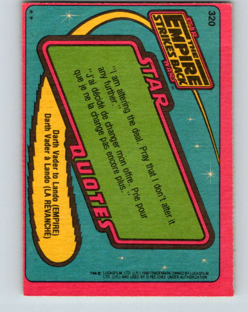 1980 OPC The Empire Strikes Back #320 He's Still Alive!   V43245