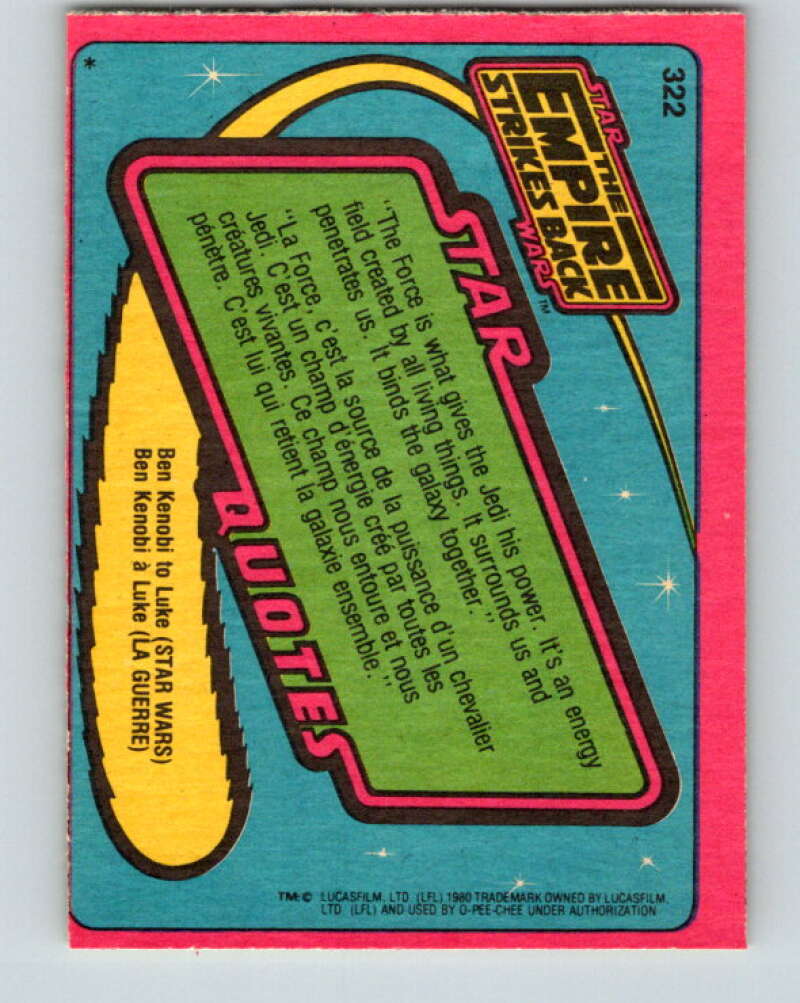 1980 OPC The Empire Strikes Back #322 The Landing   V43247