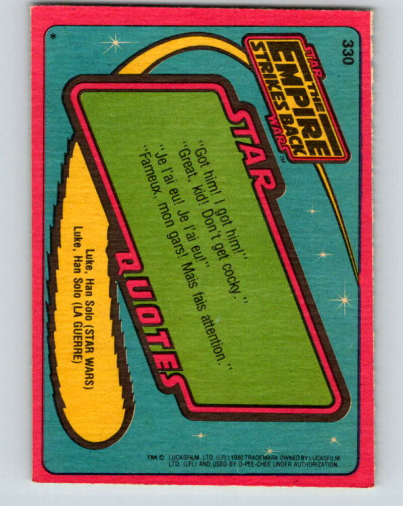 1980 OPC The Empire Strikes Back #330 The Training of a Jedi   V43265