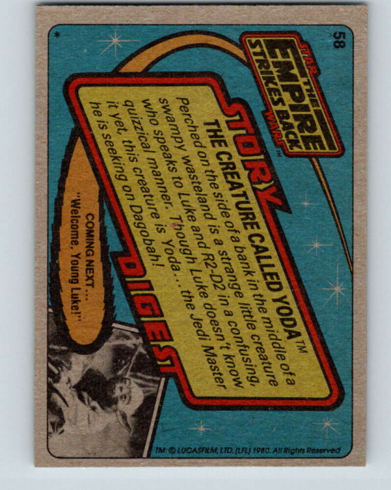 1980 Topps The Empire Strikes Back #58 The Creature Called Yoda   V43424
