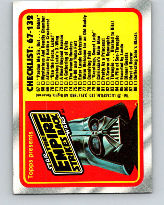 1980 Topps The Empire Strikes Back #132 Checklist 67-132   V43580