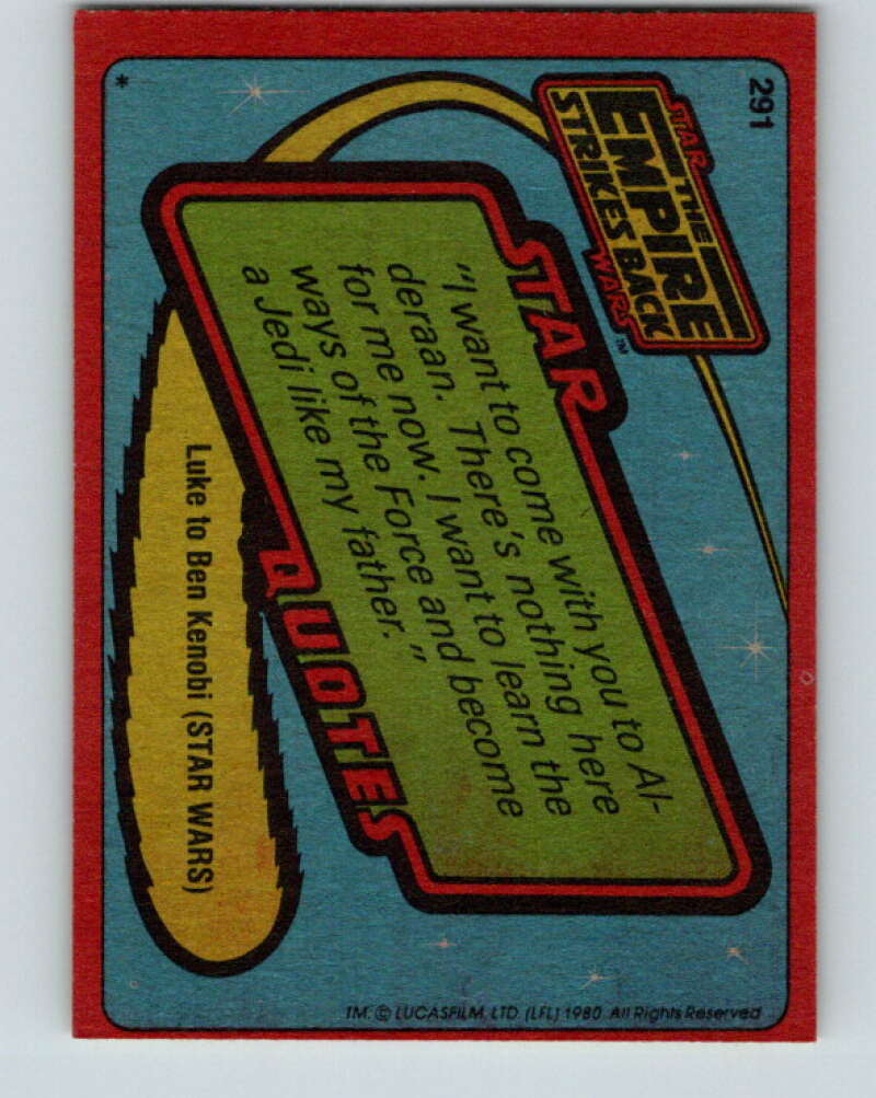1980 Topps The Empire Strikes Back #291 The Lovers Part   V43737