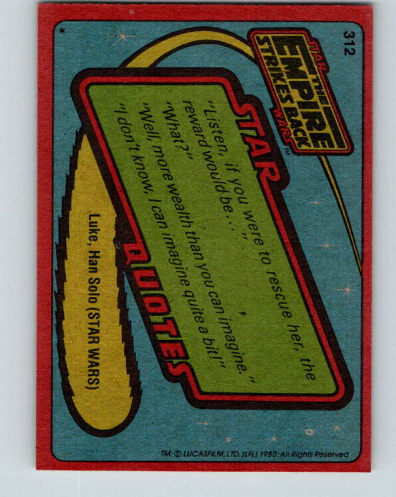 1980 Topps The Empire Strikes Back #312 Toward Tomorrow...   V43856