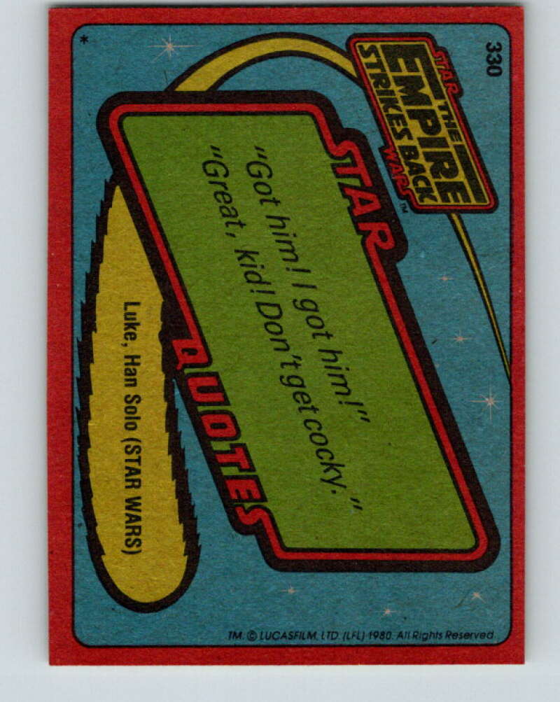 1980 Topps The Empire Strikes Back #330 The Training of a Jedi   V43951