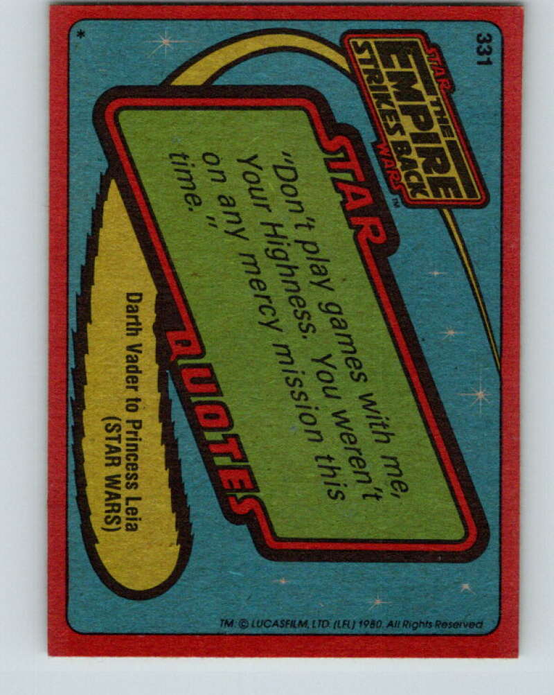 1980 Topps The Empire Strikes Back #331 Yoda's Instruction   V43958