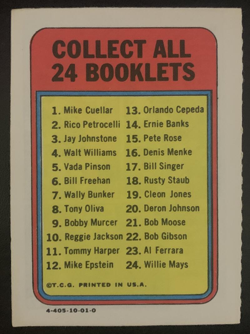 1970 Topps/OPC MLB Baseball Booklets #5 The VADA PINSON Story V44080