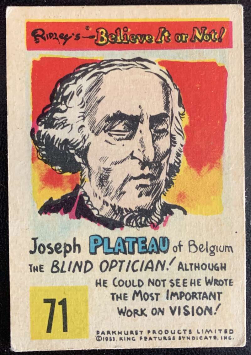 1953 Ripley's Believe It or Not #71 Joseph Plateau  V44227