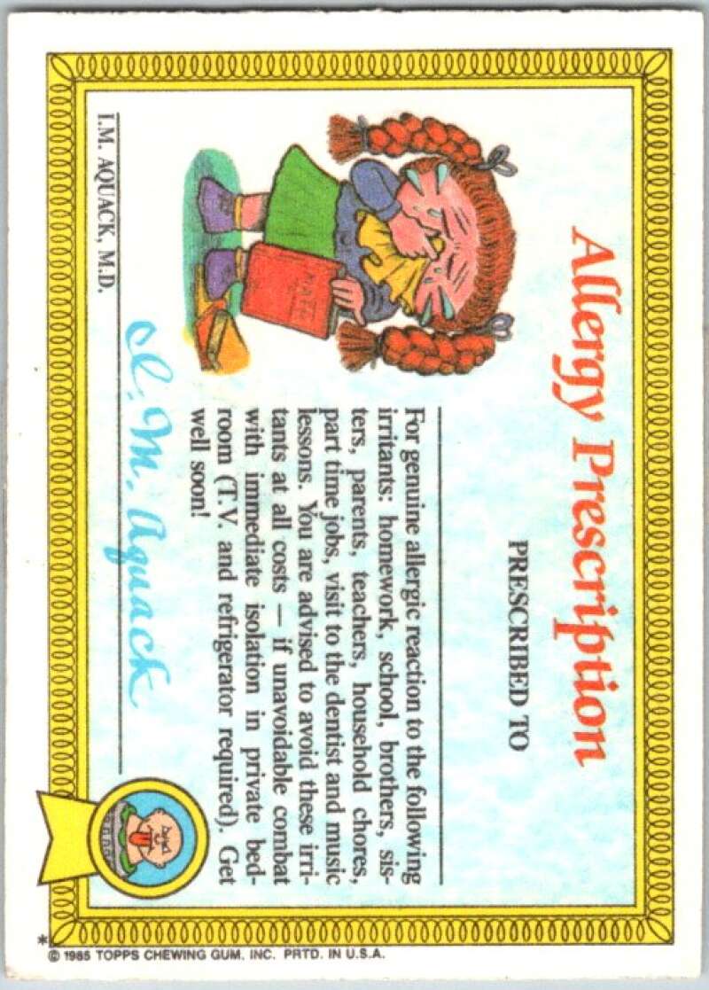 1985 Topps Garbage Pail Kids Series 1 #3a Up Chuck   V44273