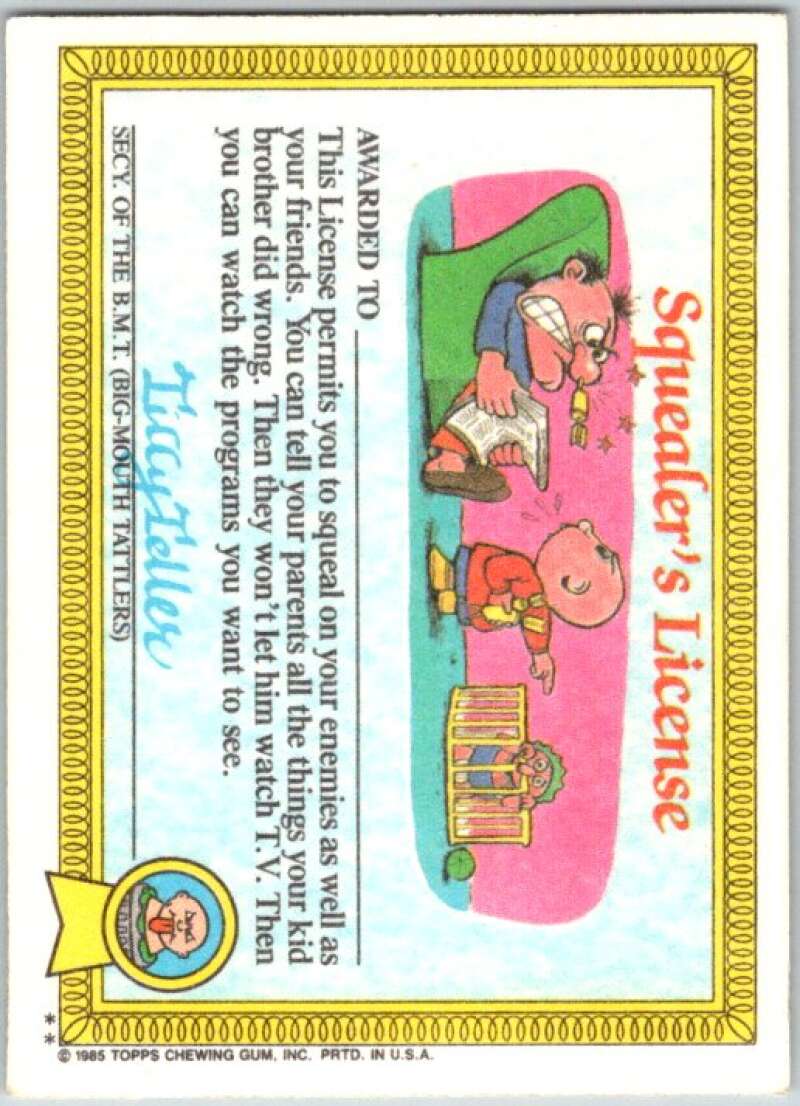 1985 Topps Garbage Pail Kids Series 1 #4b Electric Bill   V44287