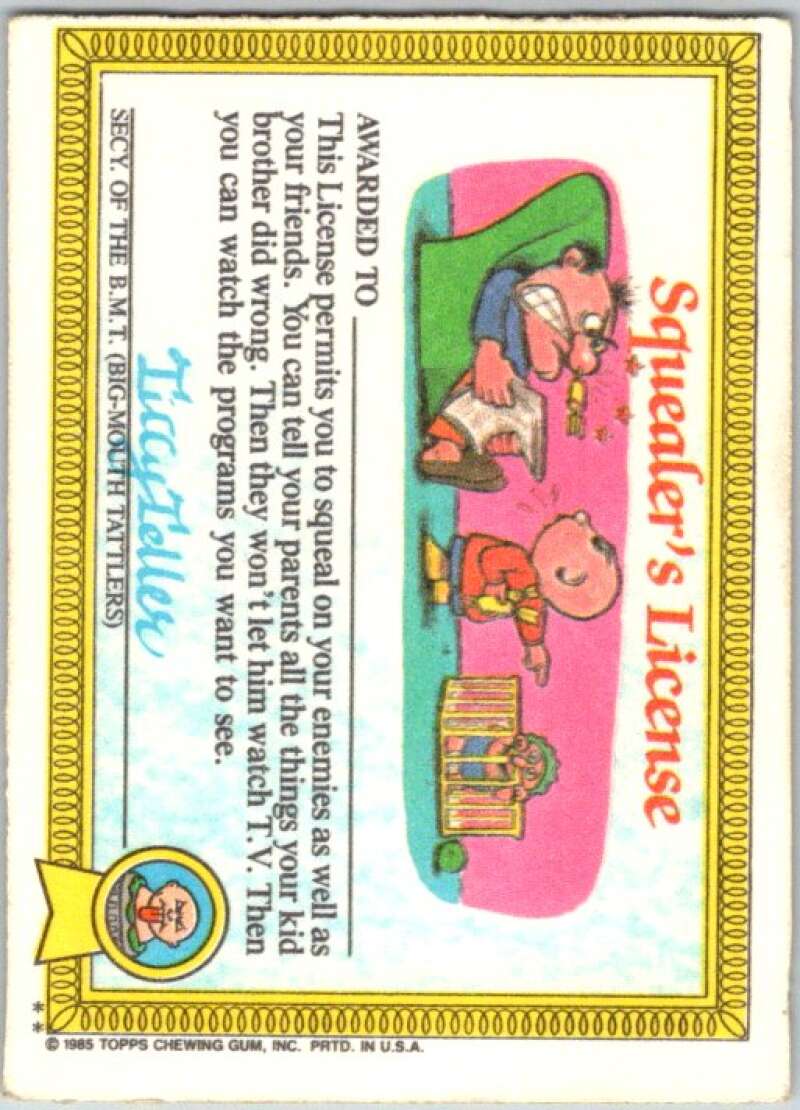 1985 Topps Garbage Pail Kids Series 1 #4b Electric Bill   V44290