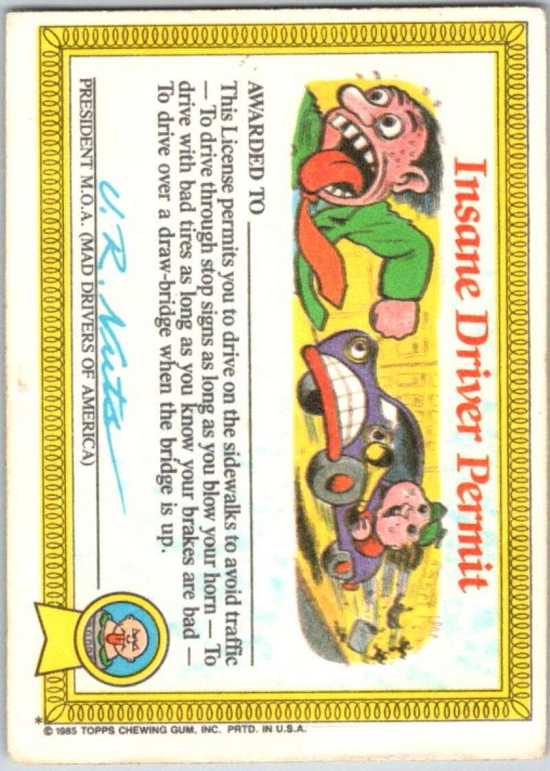 1985 Topps Garbage Pail Kids Series 1 #18a Cranky Frankie   V44429