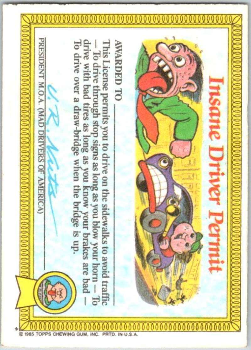 1985 Topps Garbage Pail Kids Series 1 #18a Cranky Frankie   V44434