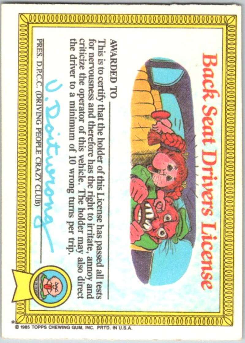 1985 Topps Garbage Pail Kids Series 1 #22a Junky Jeff   V44462