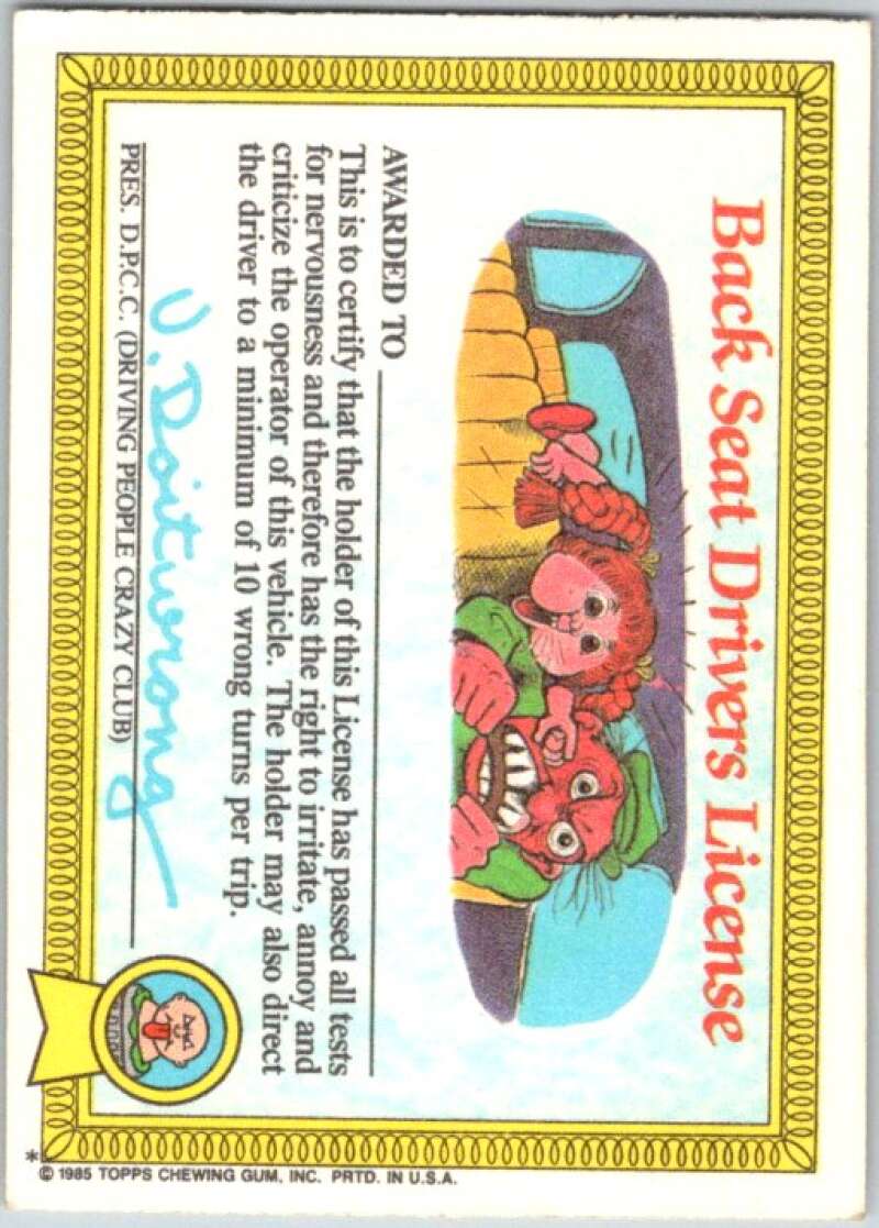 1985 Topps Garbage Pail Kids Series 1 #22a Junky Jeff   V44464