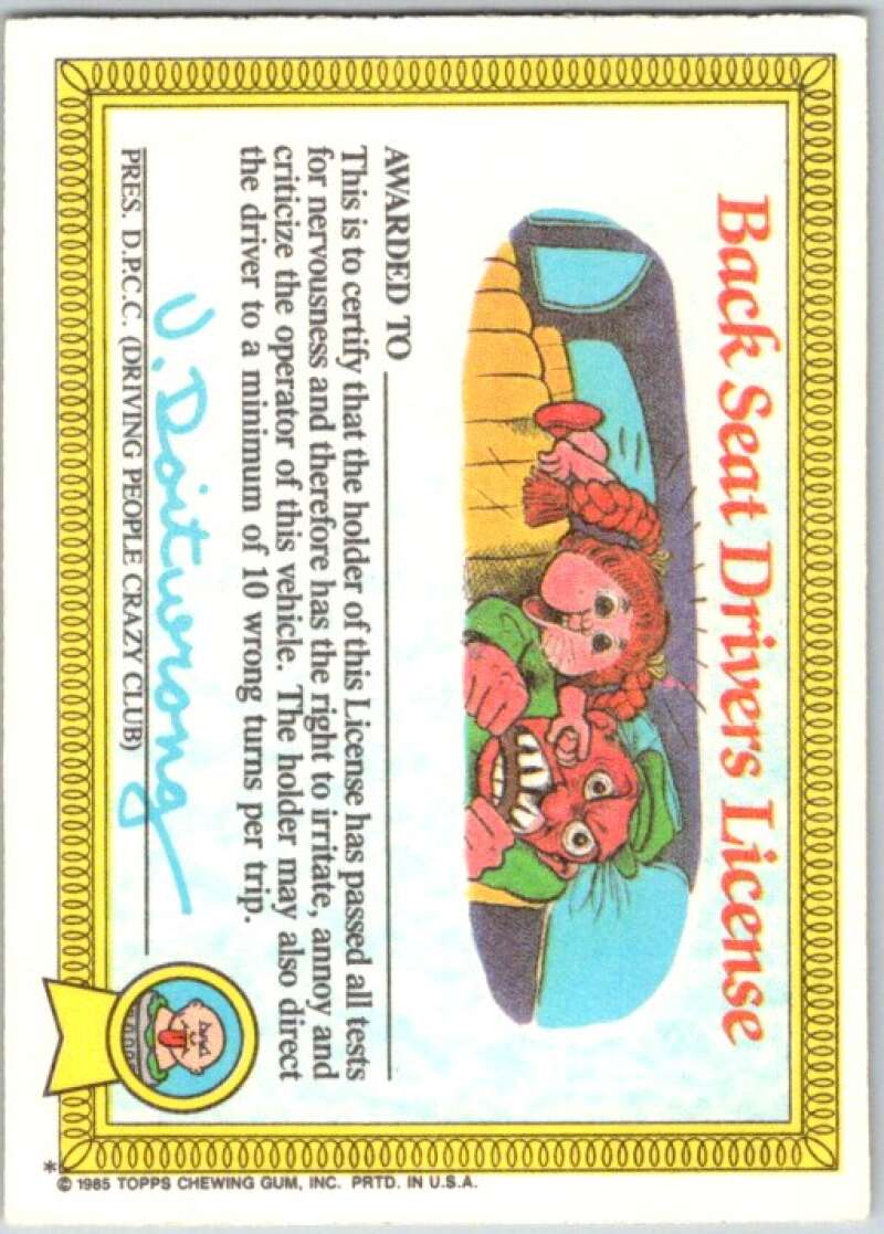 1985 Topps Garbage Pail Kids Series 1 #22a Junky Jeff   V44465
