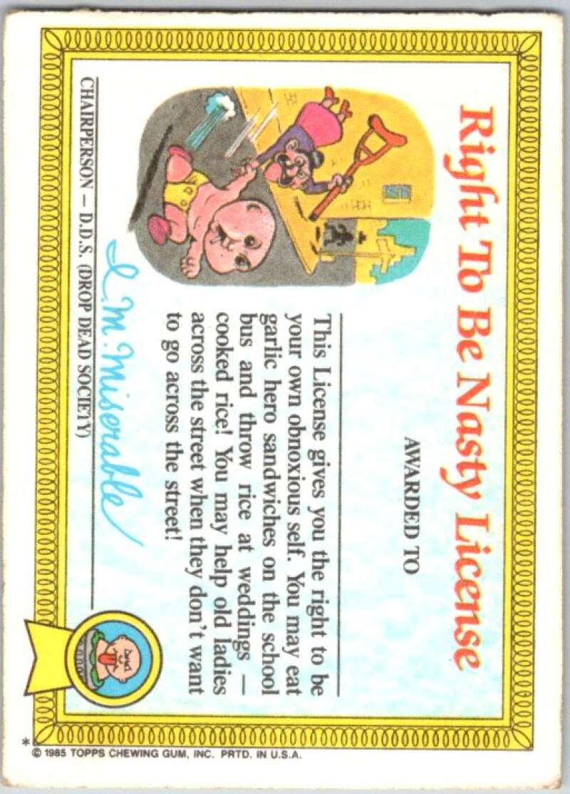 1985 Topps Garbage Pail Kids Series 1 #27a Brainy Janie   V44526