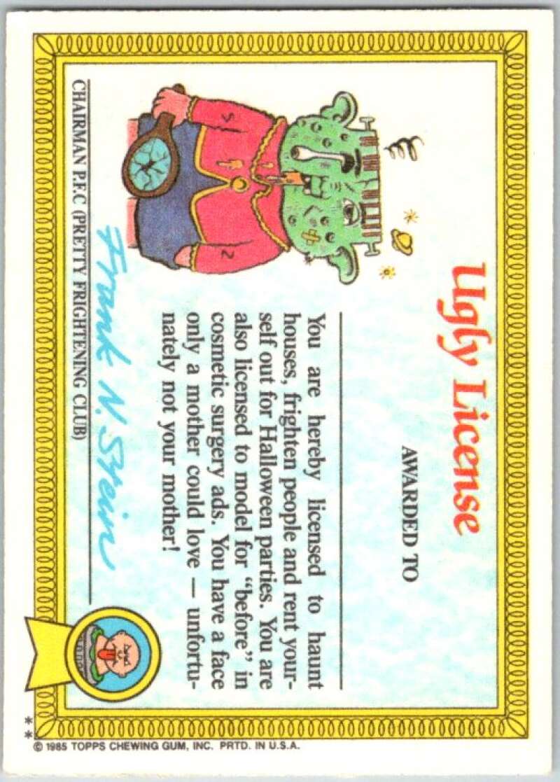 1985 Topps Garbage Pail Kids Series 1 #31b Flat Pat   V44580