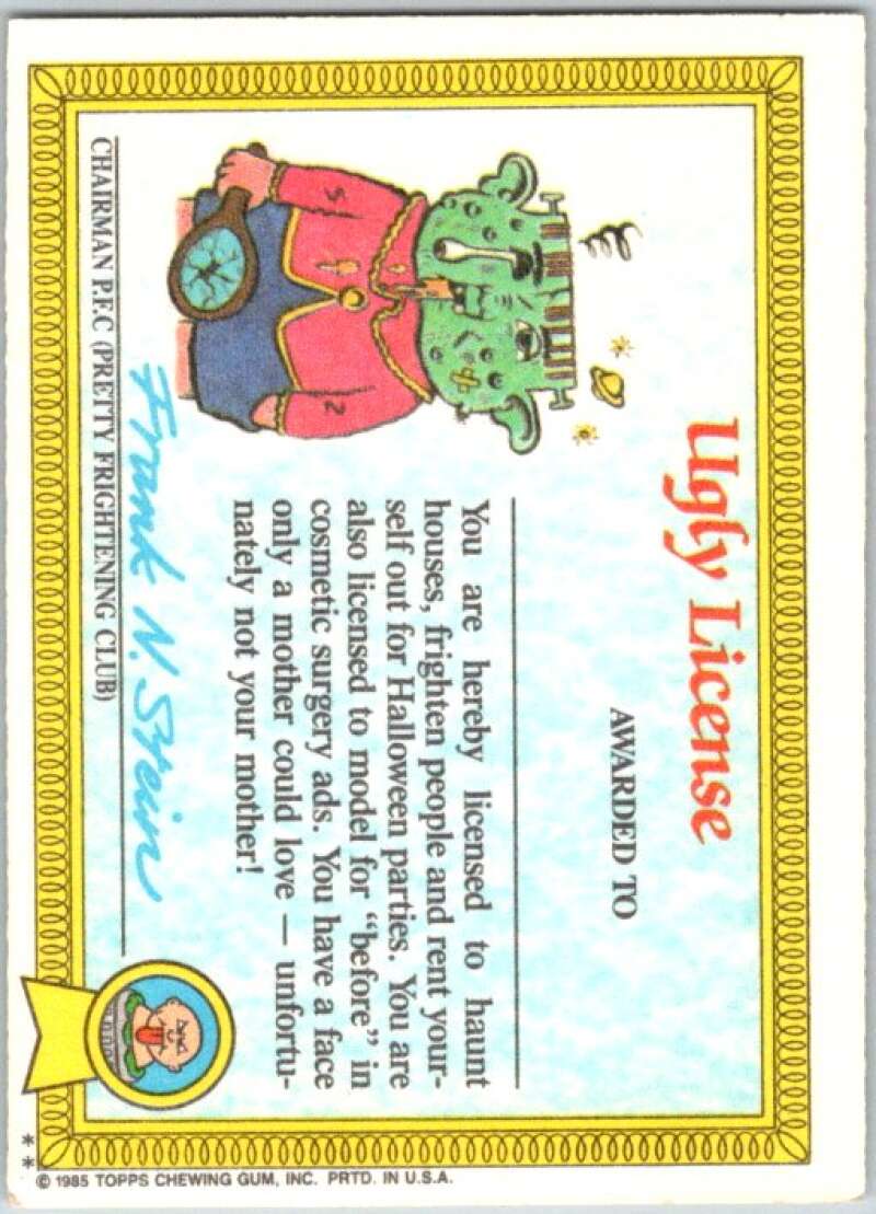 1985 Topps Garbage Pail Kids Series 1 #31b Flat Pat   V44581