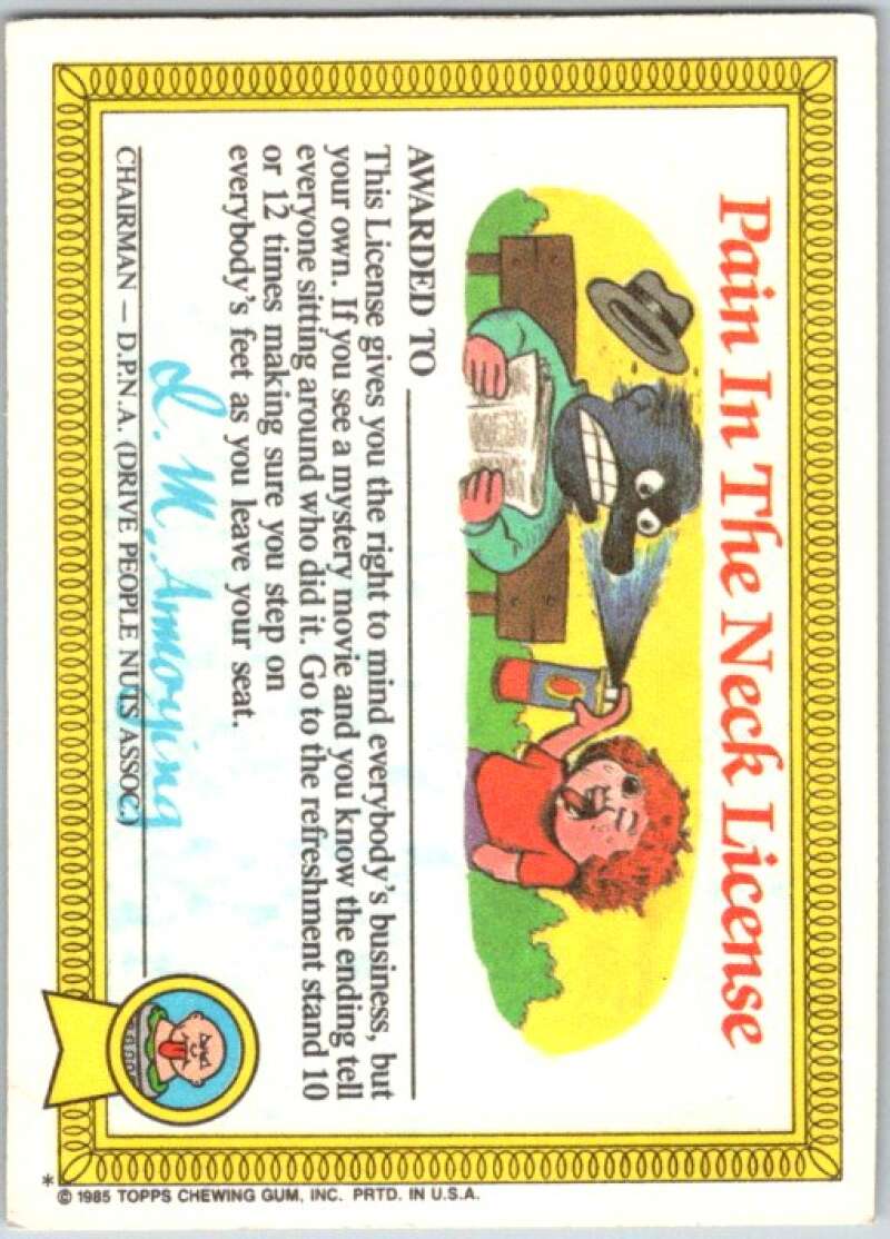 1985 Topps Garbage Pail Kids Series 1 #35a Wrinkly Randy   V44613