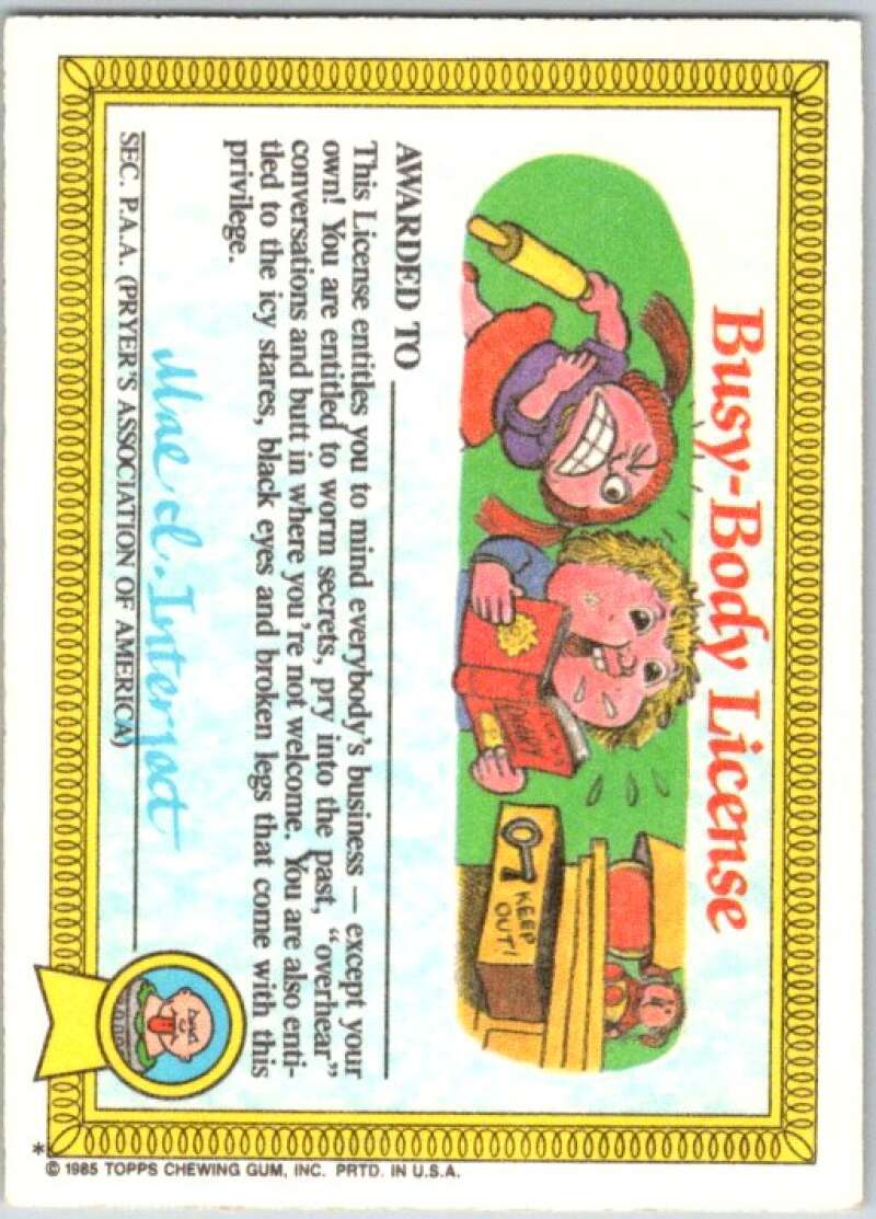 1985 Topps Garbage Pail Kids Series 1 #35a Wrinkly Randy   V44616