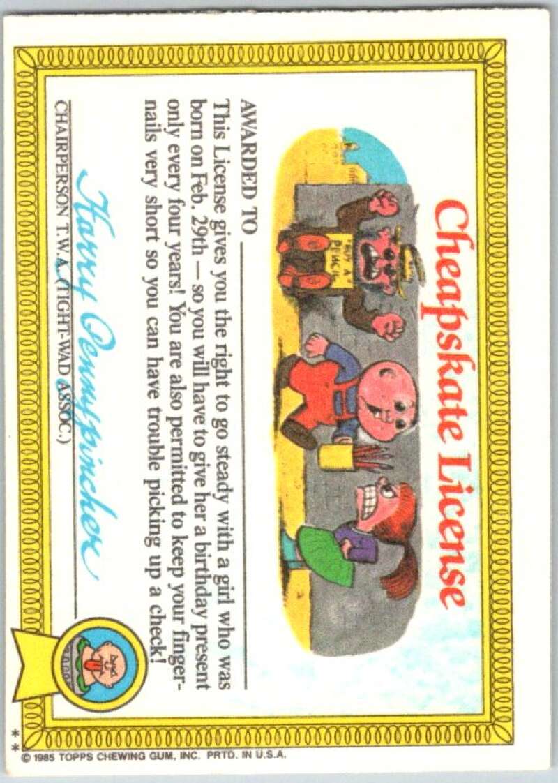 1985 Topps Garbage Pail Kids Series 1 #37b Cindy Lopper   V44640