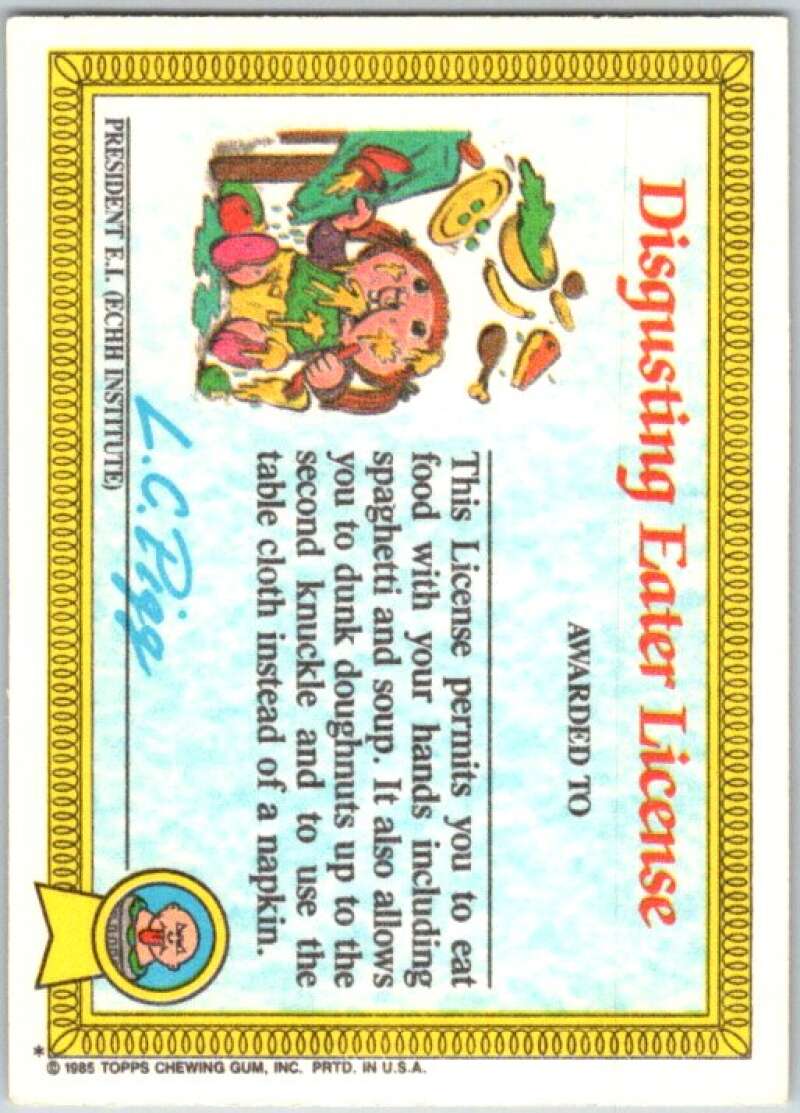 1985 Topps Garbage Pail Kids Series 1 #38a Slimy Sam   V44646