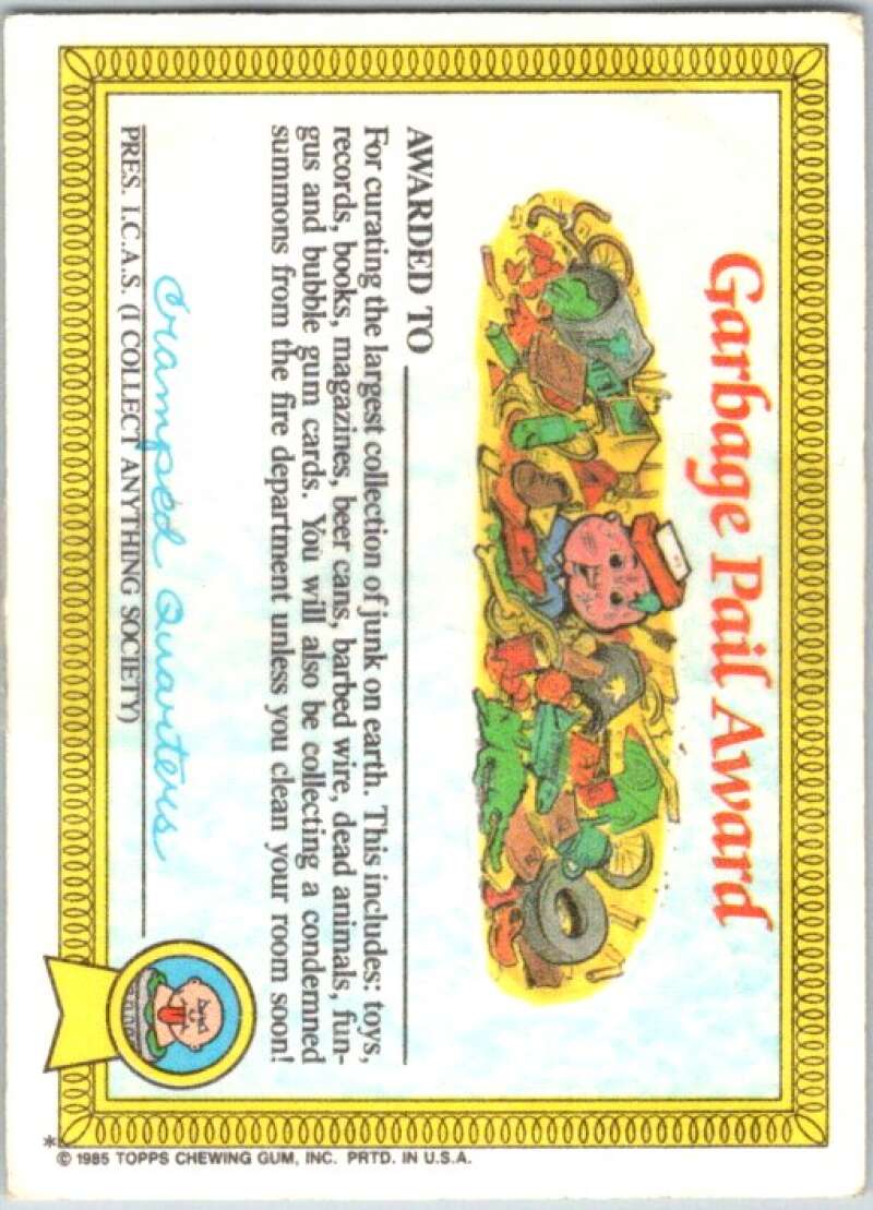 1985 Topps Garbage Pail Kids Series NNO Kim Kong  V44703