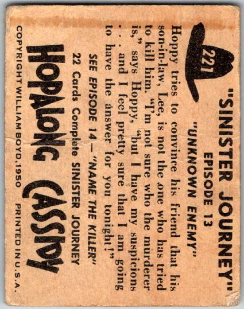 1950 Topps Hopalong Cassidy #221 Unknown Enemy   V44827