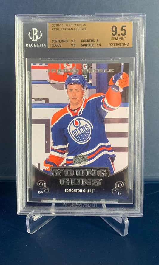 Jordan Eberle Edmonton Oilers Autographed 2010-11 Upper Deck Series 1 Young  Guns French #220 Beckett Fanatics Witnessed Authenticated Rookie Card (BGS  9/10)