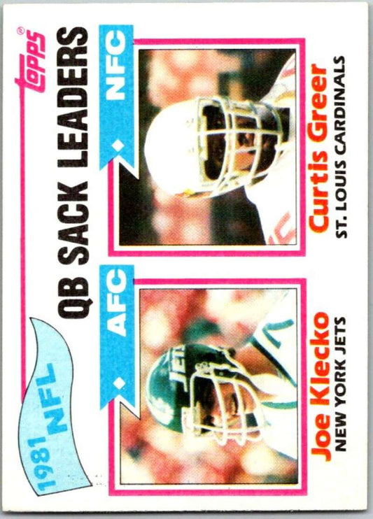 1982 Topps Football #259 Joe Klecko/Curtis Greer 1981 Sack Leaders   V44970