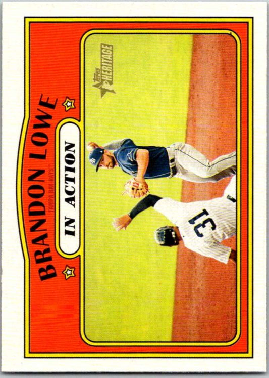 2021 Topps Heritage #242 Brandon Lowe In Action Rays  V45201