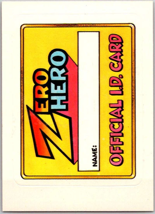 1983 Zero Heroes Stickers #15 Official I.D. Card  V45468