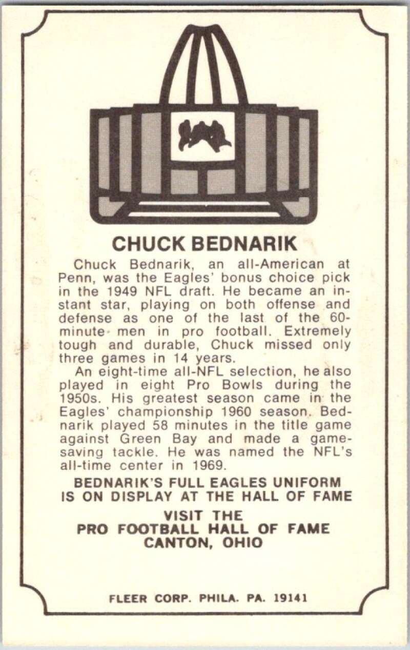 1974 Fleer The Immortal Roll Football #NNO Chuck Bednarik  V46012