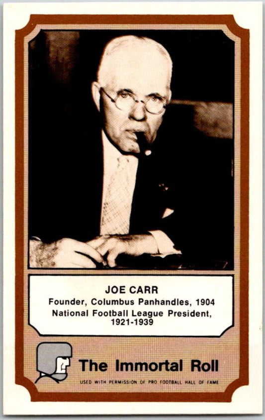 1974 Fleer The Immortal Roll Football #NNO Joe Carr  V46018