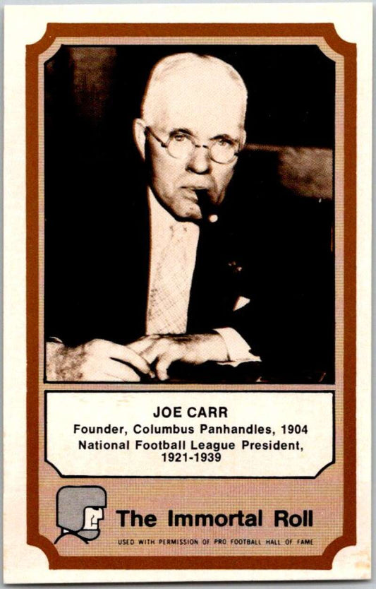 1974 Fleer The Immortal Roll Football #NNO Joe Carr  V46019